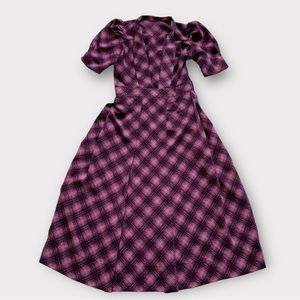 Vintage 70s Purple Plaid Midi Dress